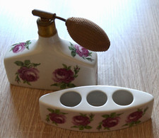 Parfumzerstäuber Lippenstifthalter Keramik Sgrafo Modern Rosen Vintage