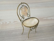 Antiker Miniaturstuhl aus Messing mit Perlmutt – Jugendstil/Art Deco Dekoration