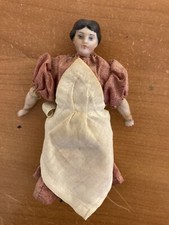 Porzellan Stubenpuppe 13 cm, Biedermeier! Original Kleidung Stoffkörper biegsam