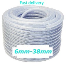 PVC SCHLAUCH Rohr verstärkt klar flexibel geflochten Lebensmittel/Ölqualität WASSER Schlauch 6-38mm