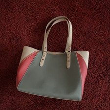 Shopper Business-Tasche beige Rot Grün Schultertasche * NEU