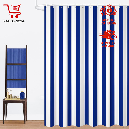 Duschvorhang 180x200cm blau - duschvorhang,