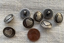 10 Knöpfe Halbkugel Trachten Öse altsilber silber 15mm klein Dirndknopf HERZ