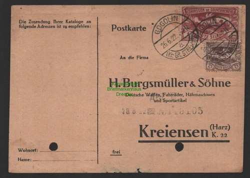 B14392 postkarte oberschlesien - b14392,