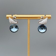 Elegante Schwanen-Ohrringe mit funkelnden Swarovski-Kristalle Damen Geschenk Neu