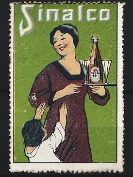 Reklamemarke sinalco frau mit - reklamemarke, sinalco,