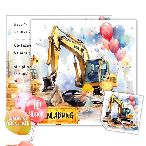 Xxl einladungskarten bagger - einladungskarten,