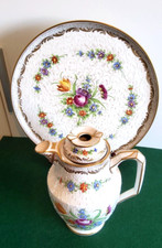 Antiker Französisch Chocolatiere porzellan Goldrand wunderschöne Blumen Muster