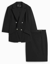 2-tlg Set Kostüm: Blazer und Rock Gr. 38 Schwarz Damen Business-Anzug Neu
