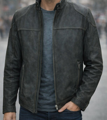 Herren lederjacke bikerjacke - herren,