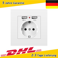 USB Steckdose Wandsteckdose Unterputz mit 2 USB Anschluss Ladegerät 16A Weiß