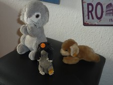 3 X STEIFF HUND FLOPPY/HASE/MAULWURF MIT KNOPF IM OHR
