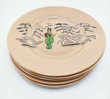 Kuchenteller Japan 5er Set perlmutt farbig Dessert Motiv Teller Geisha Geschirr