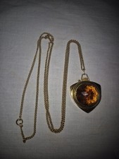 Zaria Halskettenuhr Damen, Bernsteifarben, Handaufzug, Läuft, vergoldet, UdSSR 