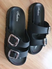 Sandalen Schwarz Gummi Plateau Neu Fashion Gr.41