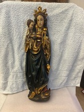 Madonnen Figur mit Kind Holz 49 cm Wandrelief