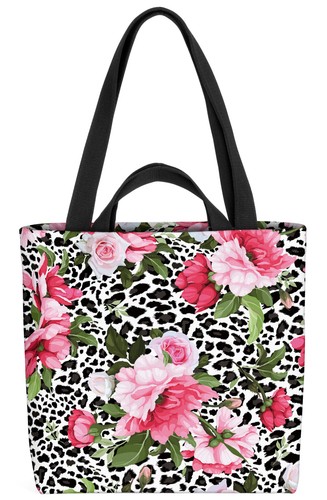 Pfingstrosen leopard tasche - pfingstrosen,