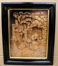 Antik Memento Mori Holz Relief  Büßende Maria Magdalena 1800 - 1850  627