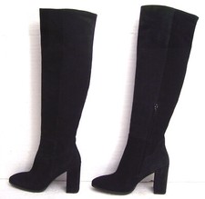 Schwarze kniehohe Damen Stiefel, Wildleder, 9cm High Heel - Gr. 40 - Zara