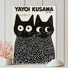 Leinwanddruck zwei Katzen Yayoi Kusama Wohnbild Wandbild  Wandbild Deko Bild