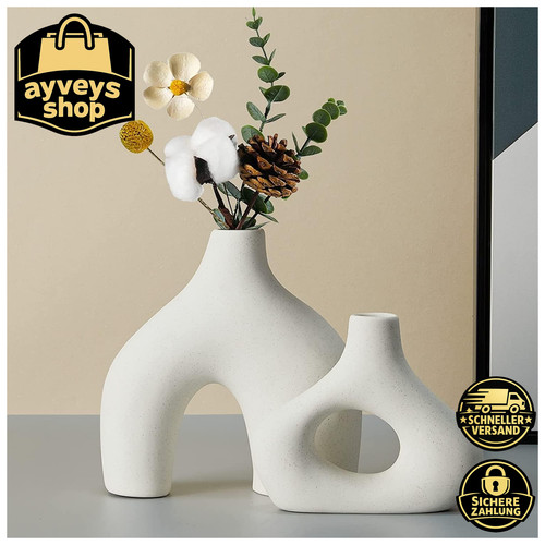 Keramikvase 2er set weiß - keramikvase, 2er-set