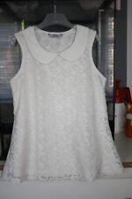 Feines Spitzenshirt, -bluse v. George - creme, Peter-Pan-Kragen - Gr. 140/146