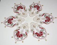 Tischdecke Weihnachten Rund Plauener Spitze Mitteldecke Deckchen 43 cm Bordeaux