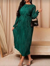 MaterniChic Umstandskleid mit Rundhalsausschnitt, langen Ärmeln und Gürtel