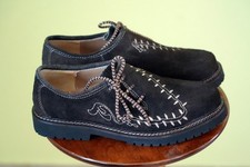 Herren Trachtenschuhe, Haferlschuhe, Dunkelbraun, Velourleder, bestickt, Gr. 41