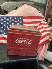 Seltene amerikanische 50er Jahre Coca Cola Eistruhe Kühlbox mit Einsatz Tablett Coke Camping