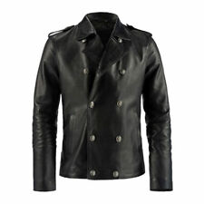 Neu Herren Leder Schwarz Jacke