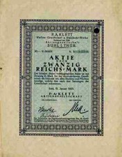 F. A. Klett AG 1925 Suhl Thüringen Waffen Klett 20 Reichsmark  RARITÄT Unikat !!