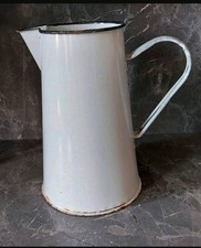 alte Emaille Wasserkanne 4 L weiß Milchkanne mit Henkel Kanne Emaile Krug Kanne