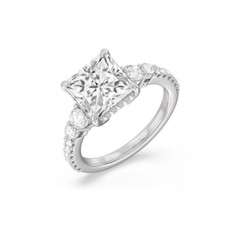 14 Karat Weißgold Ehering Diamant Lab Grown Princess 2,8 Karat IGI-zertifiziert