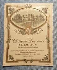 altes Weinetikett Etikett Chateau Lescours St. Emilion Illert Hanau Kunstanstalt