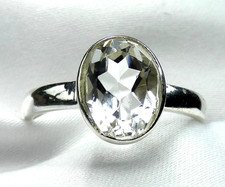 Ring 925 Silber Gr 17,5 (55) ovaler, fac. echter Bergkristall Originalbilder