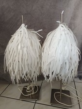 2 Tischleuchten Lampen Silber mit weißen Schirm 61 cm