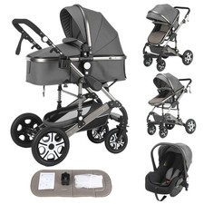 OYAJIA® Kombi-Kinderwagen 2in1-Set mit Babyschale Faltbar Buggy Reisebuggy, Grau