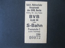 Berlin DDR BVB Eisenbahn S-Bahn Fahrschein Ticket Fahrkarte