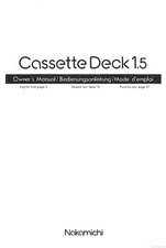 Bedienungsanleitung-Operating Instructions für Nakamichi Cassette Deck 1.5 