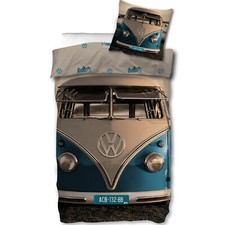 Bettwäsche Oldtimer Camper Skybrands Volkswagen VW Bulli T1 Samba Blau Renforcé