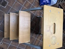 Stahl-Holz-Tritt mit Brems-Bockrollen 4 Stufen Günzburger Steigtechnik