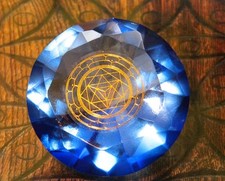 Tachyonen Diamant Glas Merkaba blau 45  Heilige Geometrie Michael 6. Chakra
