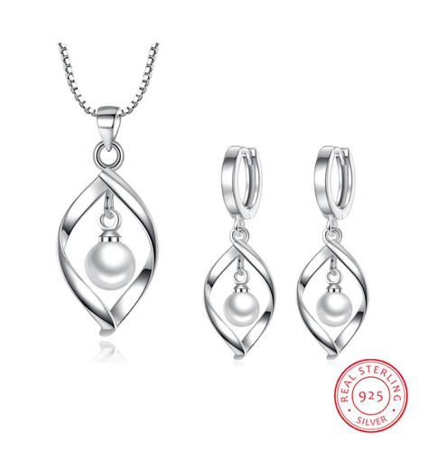 Schmuck set 925 silber - set, perlen