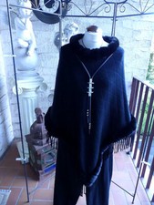 4567 Poncho schwarz Webpelz weich und kuschelig