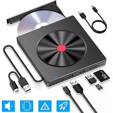 Externes DVD CD Laufwerk USB 3.0 DVD Laufwerk Extern DVD Brenner mit SD/TF Slot