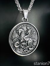 Saint George Anhänger Edelstahl Halskette Schutz Amulett Drache Töter Biker 294B