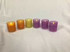 6 QVC flammenlose Echtwachskerzen Kerzen im Glas 6 cm hoch  Ø 5,4 cm flackernd