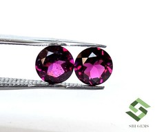 6 MM Natürlich Rhodolit Granat Rund Schliff Paar 1.90 Cts Zertifiziert Lose