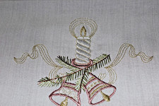 Tischdecke, Tischläufer, Stickerei, Weihnachten, Spitze, Kerze und Glocken